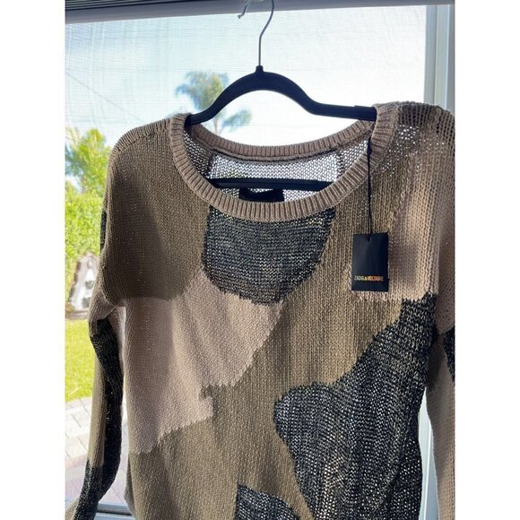 Zadig & Voltaire SZ S Master Camo Knit Mesh Sweater Asymmetrical NWOT - Picture 6 of 16
